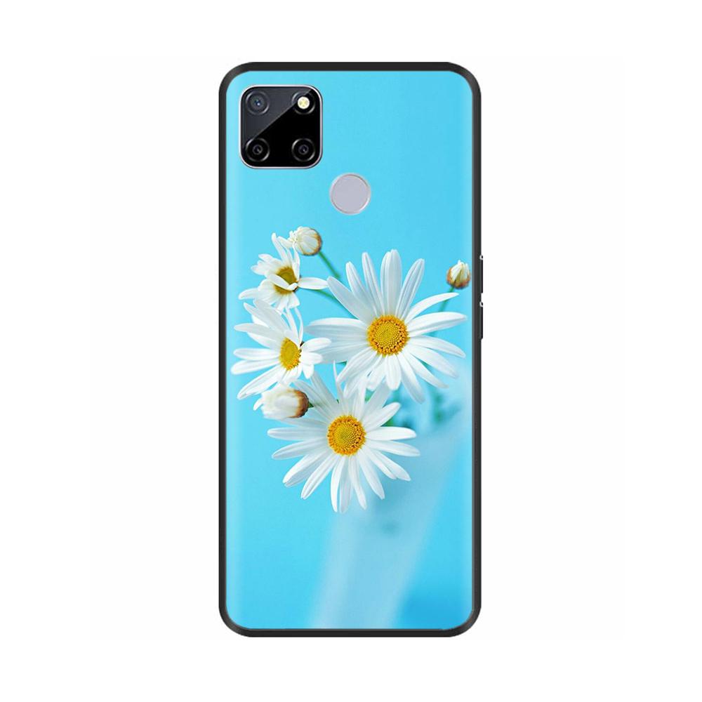 For Realme C25 Case C25s Soft Cute Cover for OPPO Realme C25Y C21Y Silicone Black TPU Phone Case For OPPO Realme C21 Flower Capa