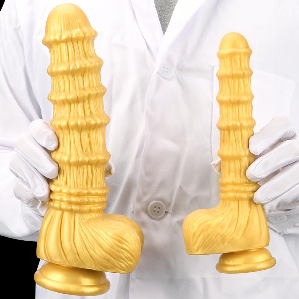 Golden Horse Dildo Silicone Soft Anal Plug Masturbator Strap on Penis Sex Toys Big Dick Realistic Cock Fisting Slave BDSM