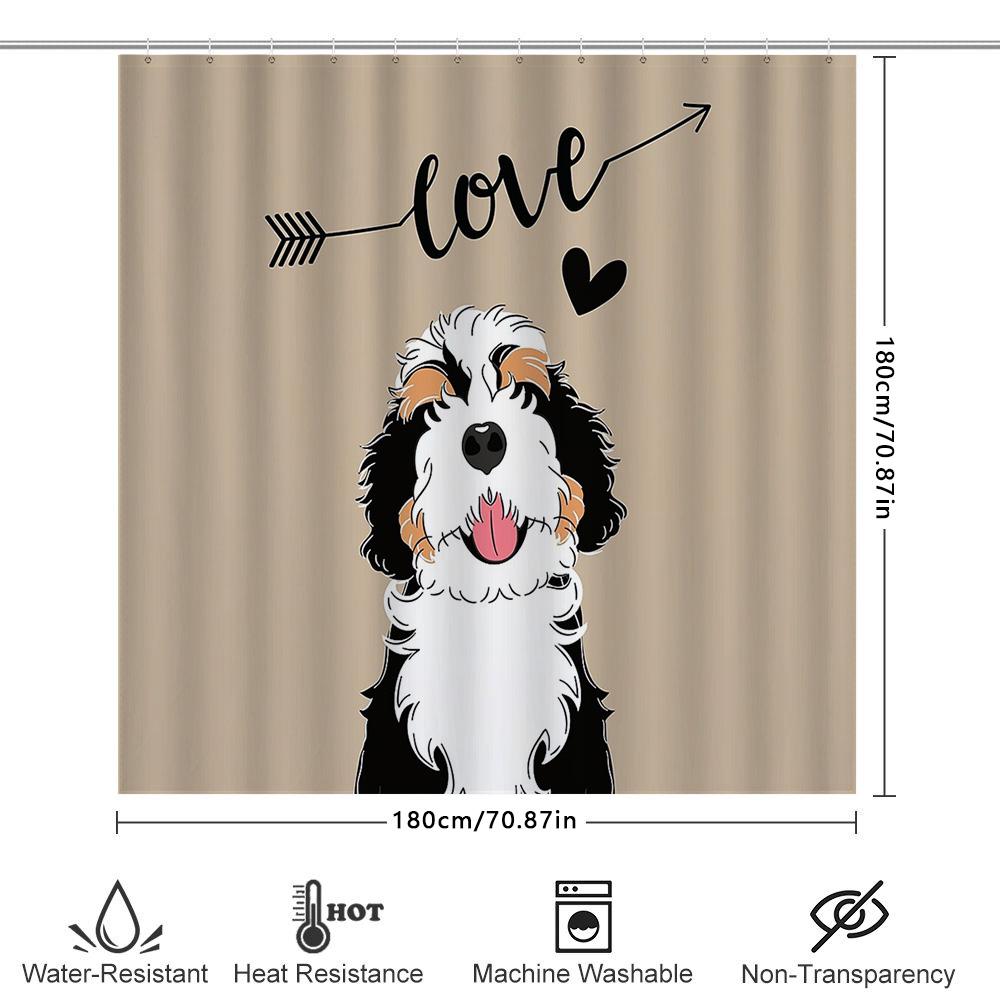 Cute Doodle Dog Shower Curtain Bathroom Decor Golden Retriever Puppy Washroom Fabric Waterproof Home Decor
