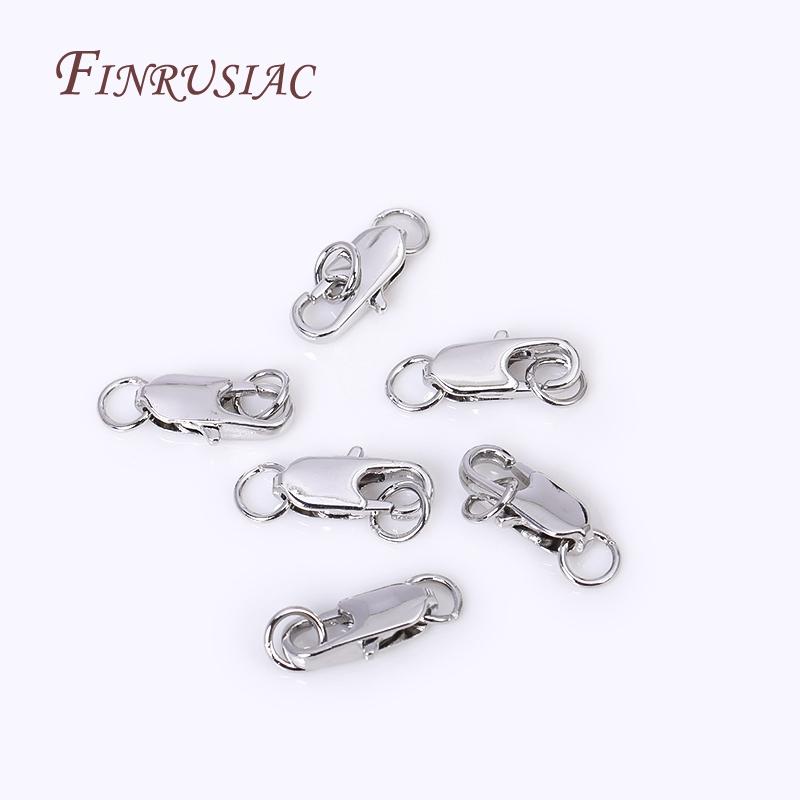 18K Gold Plated Oval Lobster Clasp with 2 Closed Ring Connectors For DIY Bracelet Necklace Lock Findings Jewelry Making Supplies
