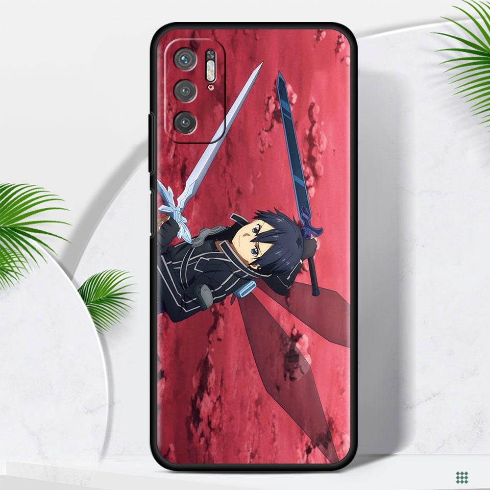 

Чехол для Xiaomi Redmi Note 10 9 8 Pro 9S 10S 9A 9C NFC 7 K40 9T 8T 7A черный мягкий силиконовый чехол для телефона SAO Kirito Anime Sac Redmi K40