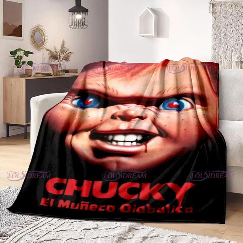 Watching Horror Stimulate Movie Blanket Child Play Character Chucky Blanket Home Couch Warm Bedspreads Soft Flannel Blanket