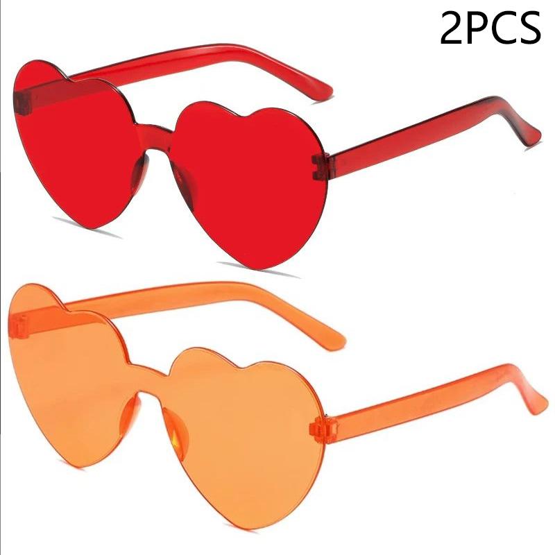 New Love Sunglasses Jelly Color Frameless Heart-shaped Sunglasses Dazzling Color Sunglasses
