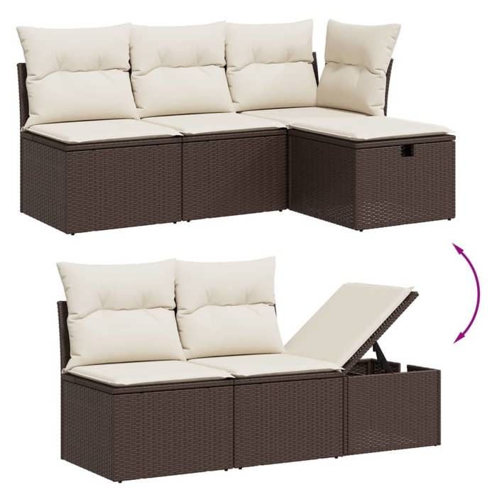 VidaXL Salon de Jardin avec Coussins 7 pcs, Canapés de Terrasse, Ensemble de Meubles de Patio, Mobilier d'Extérieur, Marron 3263189