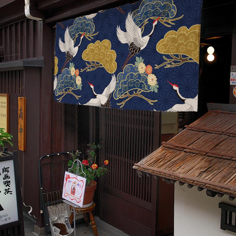 Japanese Koi Door Curtain Restaurant Bar Partition Curtain Art Painting Drape Entrance Hanging Half-Curtain  Sushi Izakaya Decor
