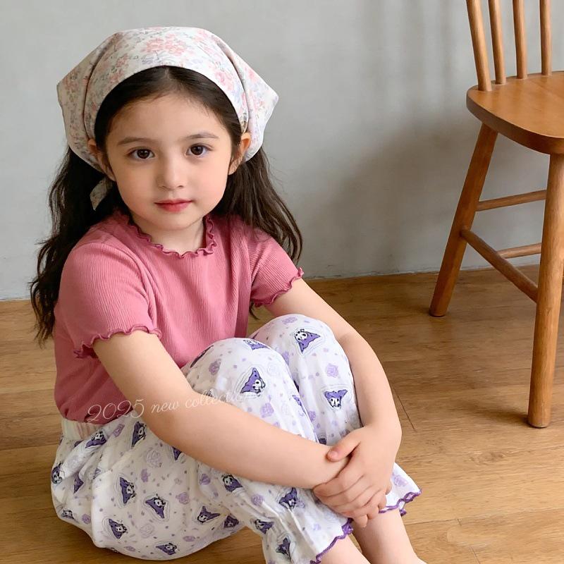 Girls' Ice Silk Short-Sleeve T-shirt & Mosquito Repellent Pants Two-Piece Set