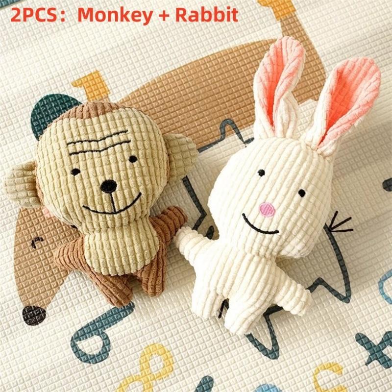 

2PCSCute Plush Toys Squeak Pet Cow Rabbit Animal Plush Toy Dog Chew Squeaky Whistling Involved Squirrel Dog Toys Pet Supplies