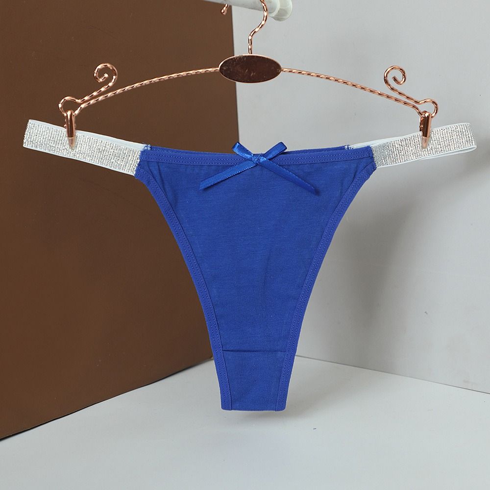 Silver Thin Belt Bowknot Panties Bow Cotton Thong Sweet Women's Briefs  Lingerie