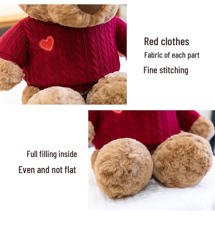 Huggable Teddy Bear Sweatshirt Plush Toy - Cute Stuffed Animal Doll for Kids