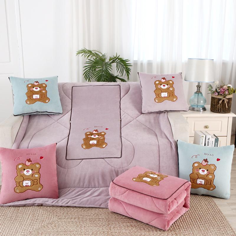 Double-Sided Milk Velvet Embroidered Pillow: Cozy Winter Cushion for Car & Gift