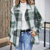 Women's Fashion Plaid Lapel Single Breasted Long Sleeved Shirt Jacket