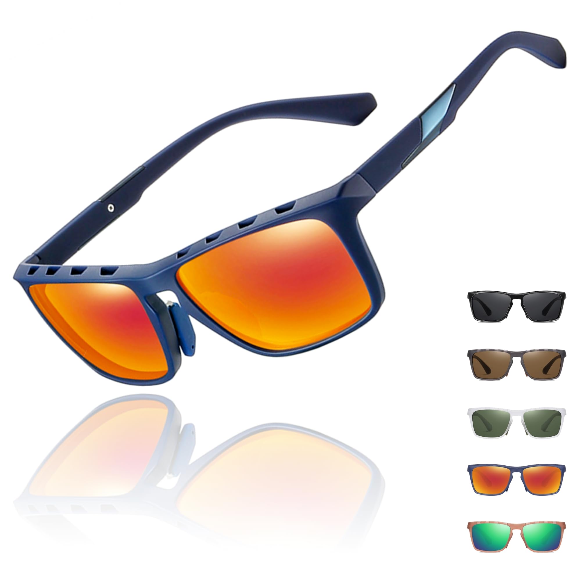 

[M2Ma] Мужские спортивные солнцезащитные очки эксклюзивного бренда Amazon с поляризованными линзами TAC, защитой от УФ-лучей, вентилируемой оправой, прочными линзами TR90 и ремешком