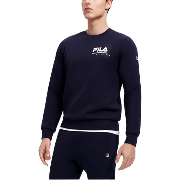 Fila Fitness Serie Buchstaben Logo Aufdruck Rundhals Sport Strickoberteil Herren Oberteile Dunkelblau A11M311205FNV