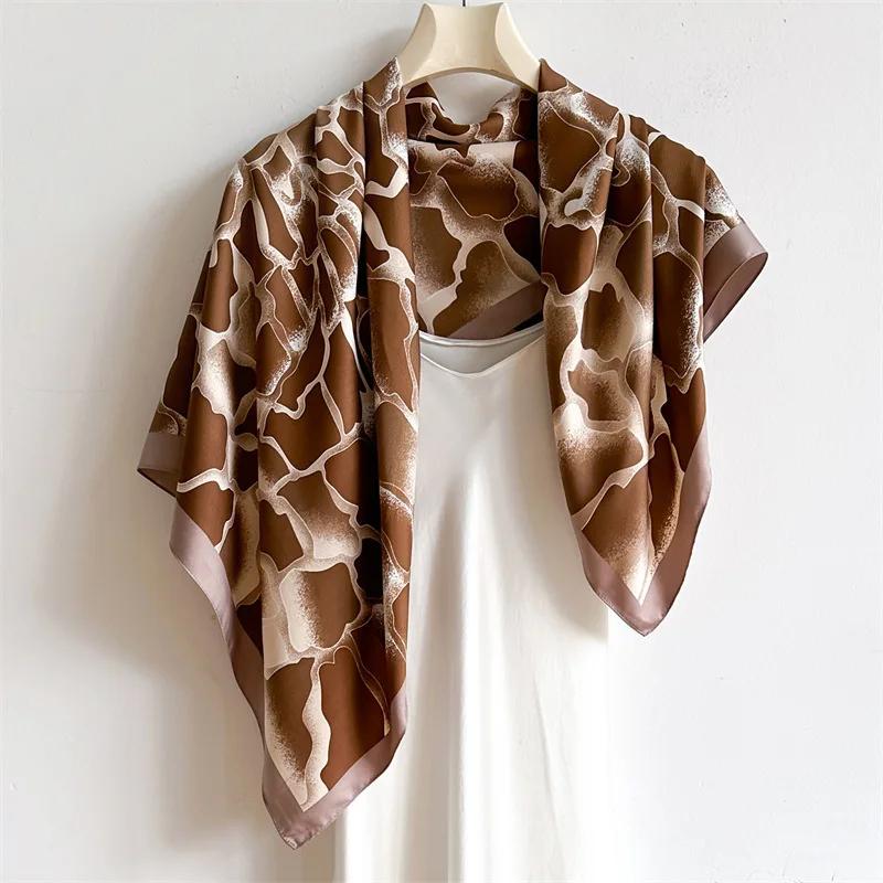 2025 90*90cm Printed Square Scarf Thin Breathable Sunscreen Shawl Casual Outdoor Windproof Head Wrap for Women Ribbon Headband