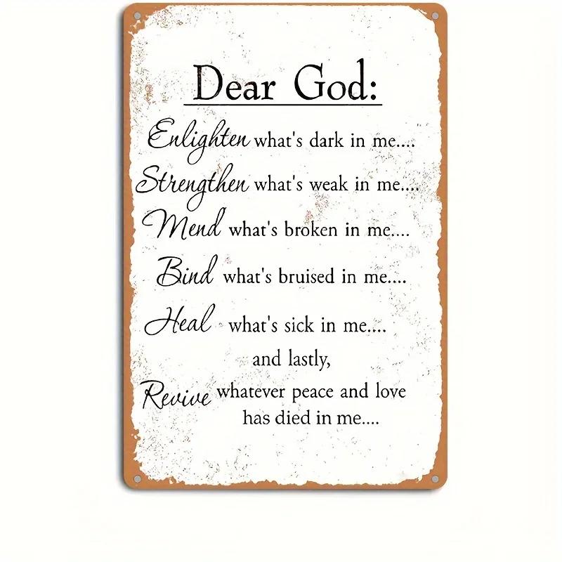 Vintage Metal Tin Poster Dear God Psalm Bible Metal Tin Signs Posters Plate Religious Home Decoration for Cafe Clubs Home Church