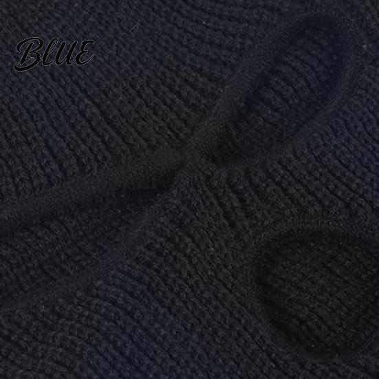 Knitted Winter Beanie Knit Hat 3-Holes Cold Solid Color Cycling Headgear Weather Insulated Thermal Outdoor