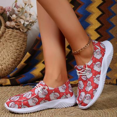 Frühling und Herbst neue Cartoon-bedruckte Canvas-Freizeitschuhe Damen Übergröße Flachsohlige Einzelne Schuhe