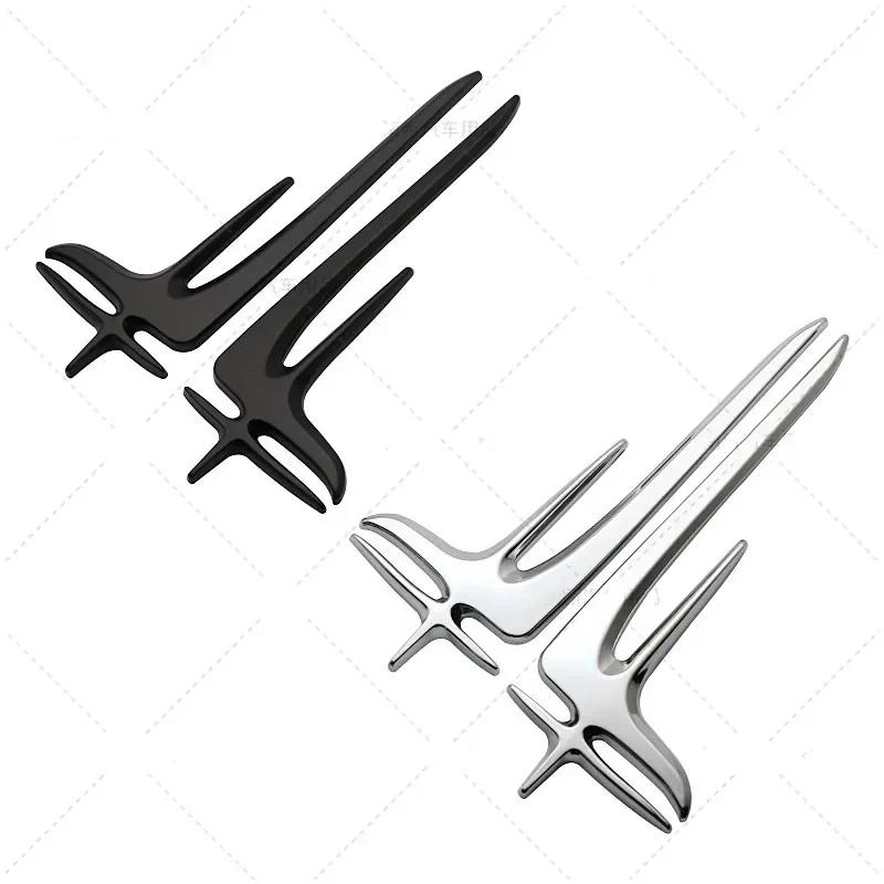 1Pairs 3D ABS Black Silver Car Side Fender Emblem Badge Sticker Decals For Mercedes Benz C200L E260L E300L E350L Accessories RY1