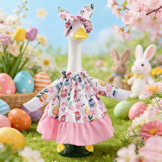 Easter Goose Outfit Clothes for 23" High Cement Plastic Goose Statue Outdoor Lawn Goose Dress And Hat Set for Garden Yard Patio Decor