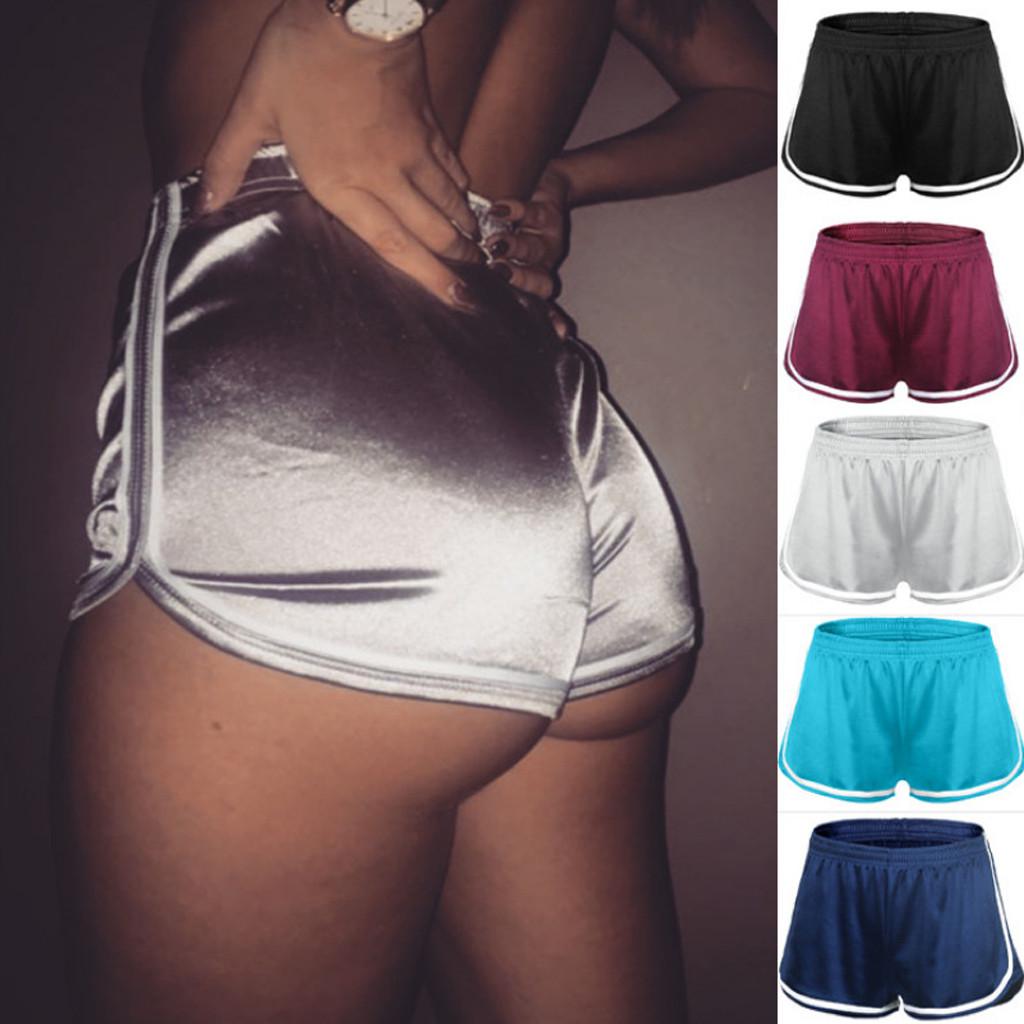 Women's satin smooth high waist slim edge running Home Shorts