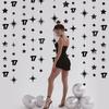 Black 17th Birthday Decorations Number 17 Circle Dot Star Garland Streamer Banner Backdrop for Girls Boys Cheers to 17 Years Old Birthday 17 and