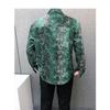 Lapel Long-sleeved Snakeskin Pattern Shirt Men Long-sleeved Slim-fitting Drape Personalized Floral Shirt Ice Silk Free-iron Top