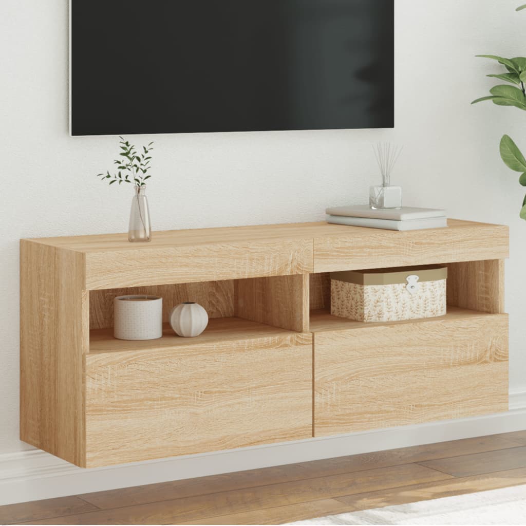 Vidaxl Wand-TV-Schrank mit LED, Sonoma-Eiche, 100x30x40 cm