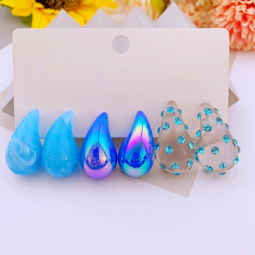 

3 пары акриловых сережек-подвесок в винтажном стиле для повседневного и праздничного женского образа