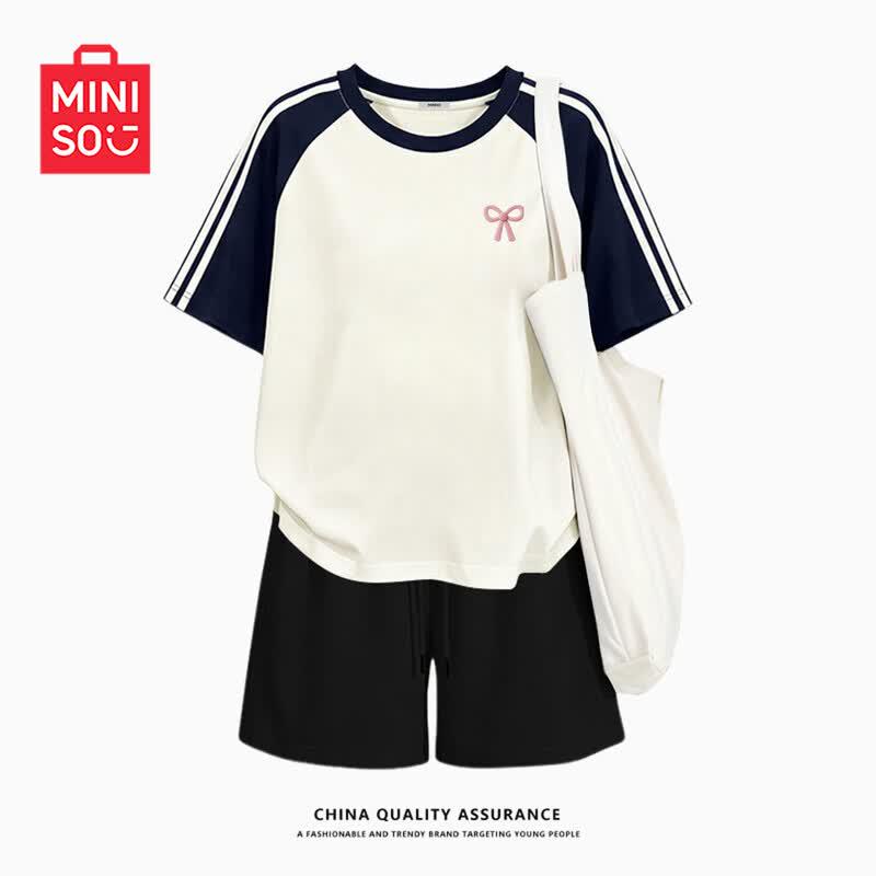 MINISO Women s Loose Short Sleeve & Shorts Sportswear Set S