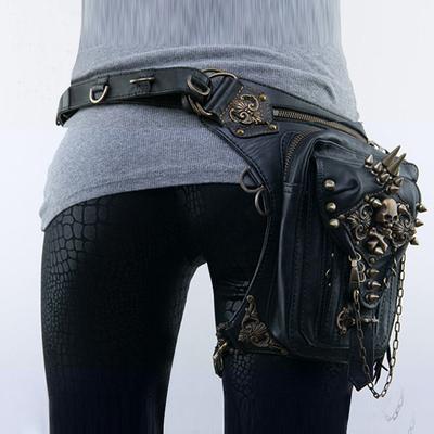 Kadınlar için motosiklet bacak çantası, Orta Çağ Kadın Steampunk Gotik Motosiklet Bacak Çantası Kemerli Assassin