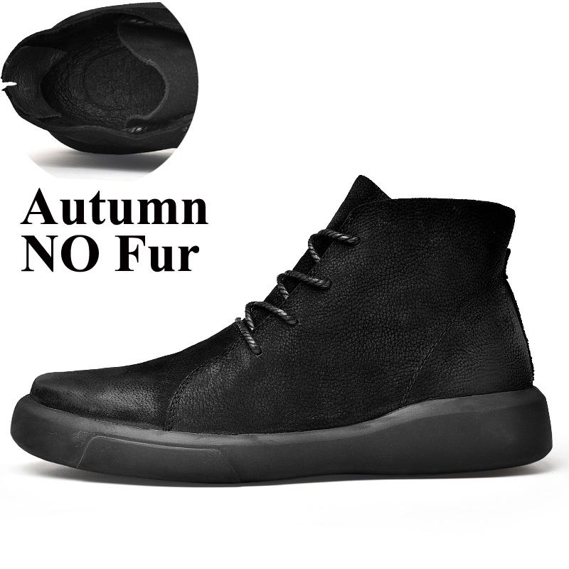 Men's Warm Snow Boots, Men's Leather Casual Shoes, Rubber Ankle Boots, Large Size High-top Plus Velvet Men's Boots 2024