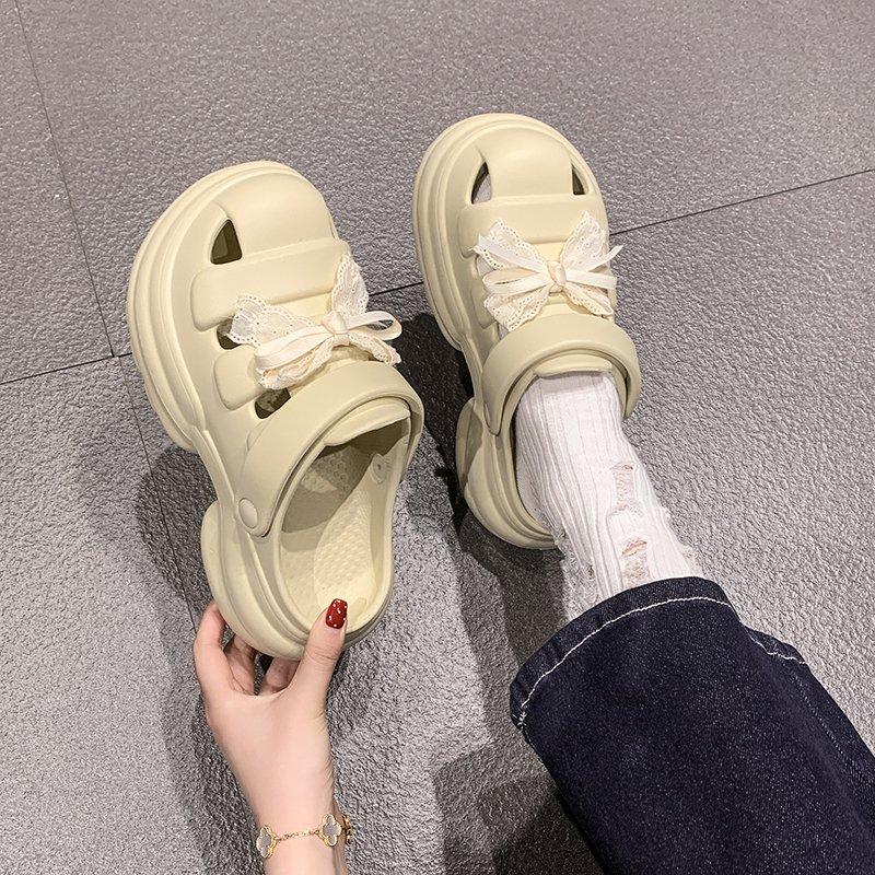 Fashion Butterfly-Knot Slippers Soft Cover Toe Shoes Woman 2025 Luxury Slides Comfort Rubber Designer Sweet Casual Butterfly-knot Scanda