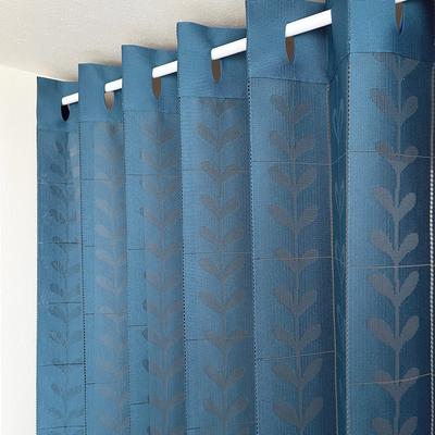 KAEI LACE Elmo Accordion Room Made In Scandinavian Leaf Long Navy 150cm Wide X 250cm Curtains, Washable, Heat-Blocking, Insulating, Divider, Thick,