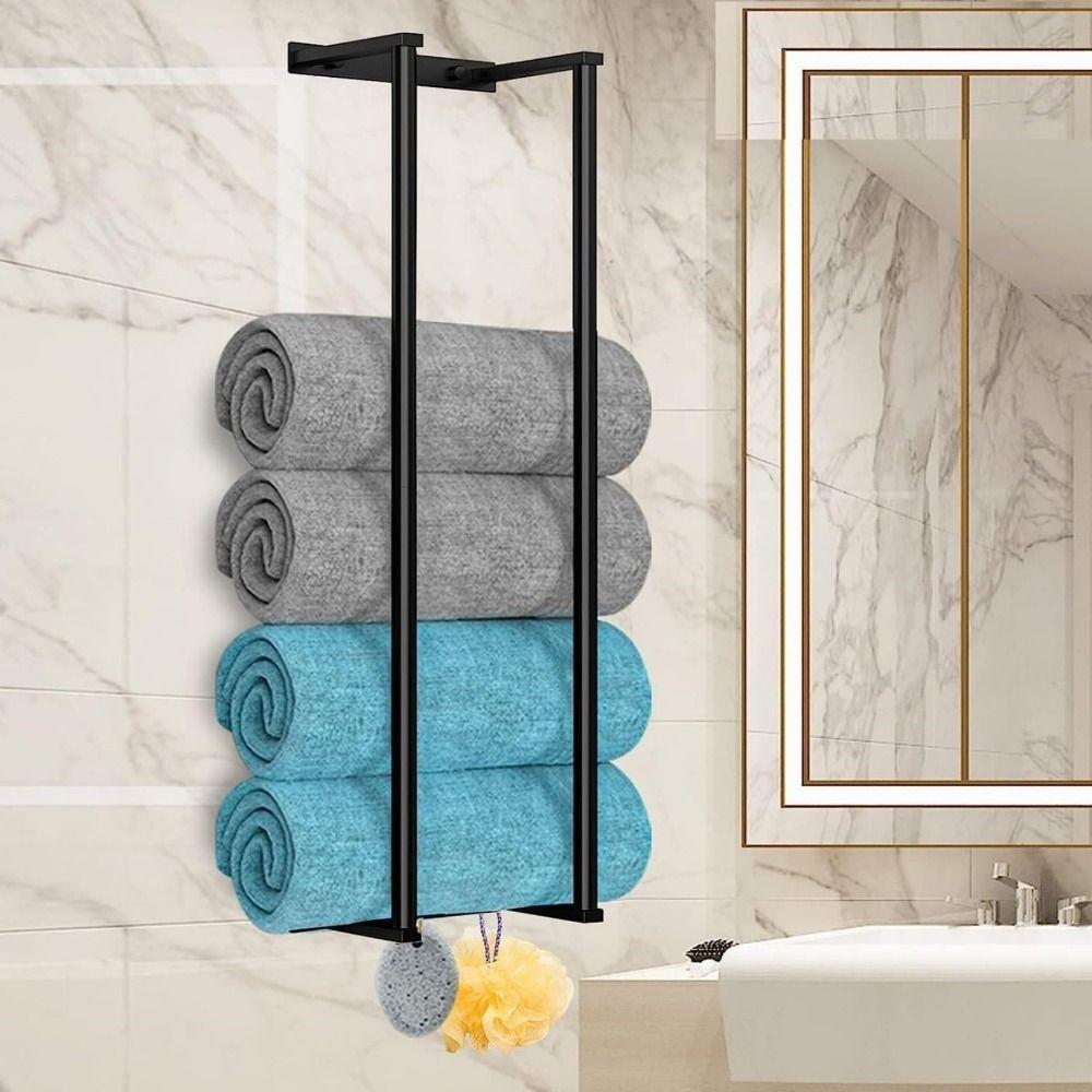 Strong Load-bearing Bathroom Wall Towel Rack Toilet Paper Holder Set  Bathroom Organization