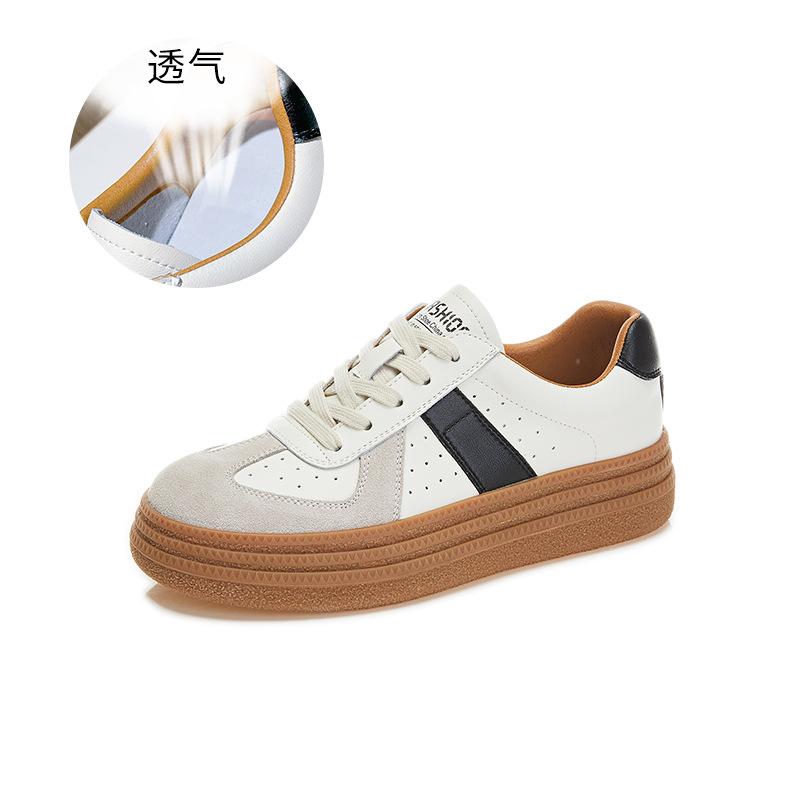 

New leather German training shoes women s 2025 spring women s Forrest Gump shoes women s casual sports little white shoes women s platform women s sh 40 бежевий