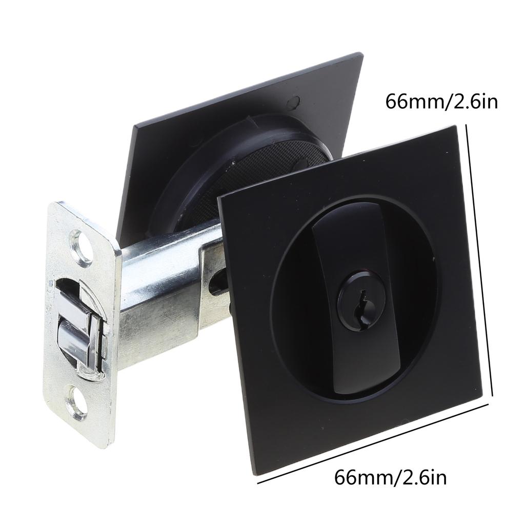 Privacy Pocket Door Lock Square Black Sliding-Door Lock for Barn Contemporary Privacy Square Pocket Door Hardware-Tool