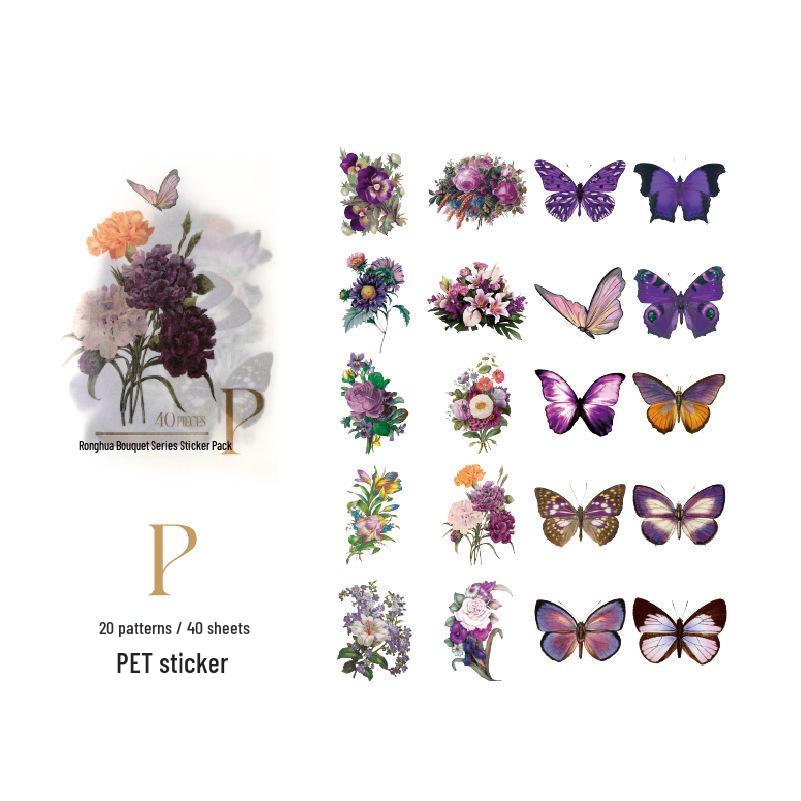 Yan Ji Retro Flower Bouquet Sticker Pack: 8 Elegant Styles for Journals and Collages