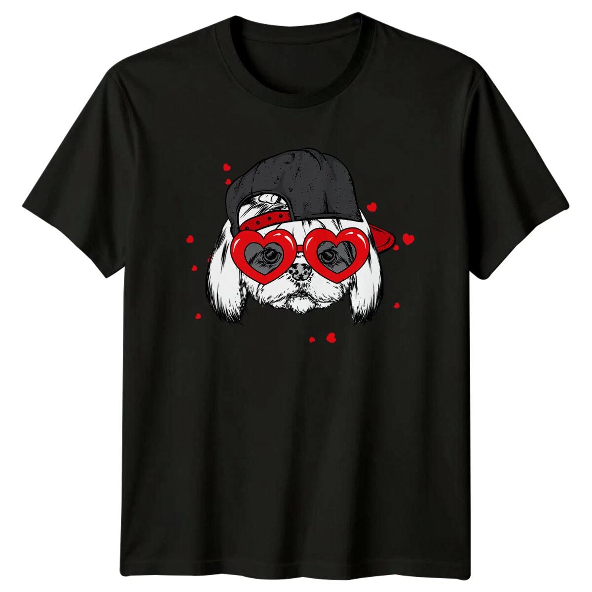 Cool Dog Heart Sunglasses Graphic Tee Mens Womens Shirt XXXXL
