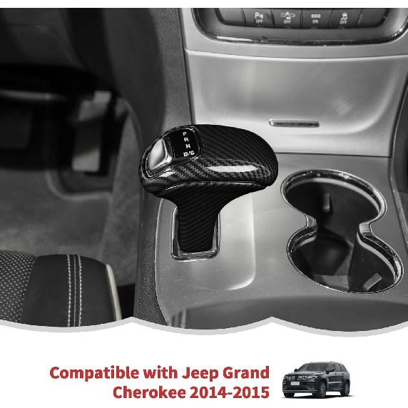 RT-TCZ Carbon Fiber Gear Shift Knob Cover Trim Decorative Interior Accessories Compatible with Jeep Grand Cherokee 2014-2015