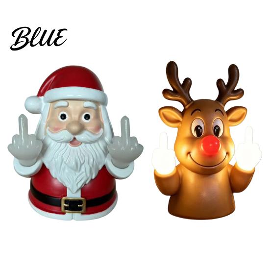 Humor Inspired Party Lighting Christmas Middle Finger Light, Naughty Santa Claus Reindeer Giving Lamp with LED Creative Wall Mounted Night Light Warm