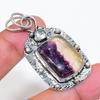 Natural Fluorite, Topaz Gemstone 925 Sterling Silver Jewelry Pendant 2.01" ZS-24