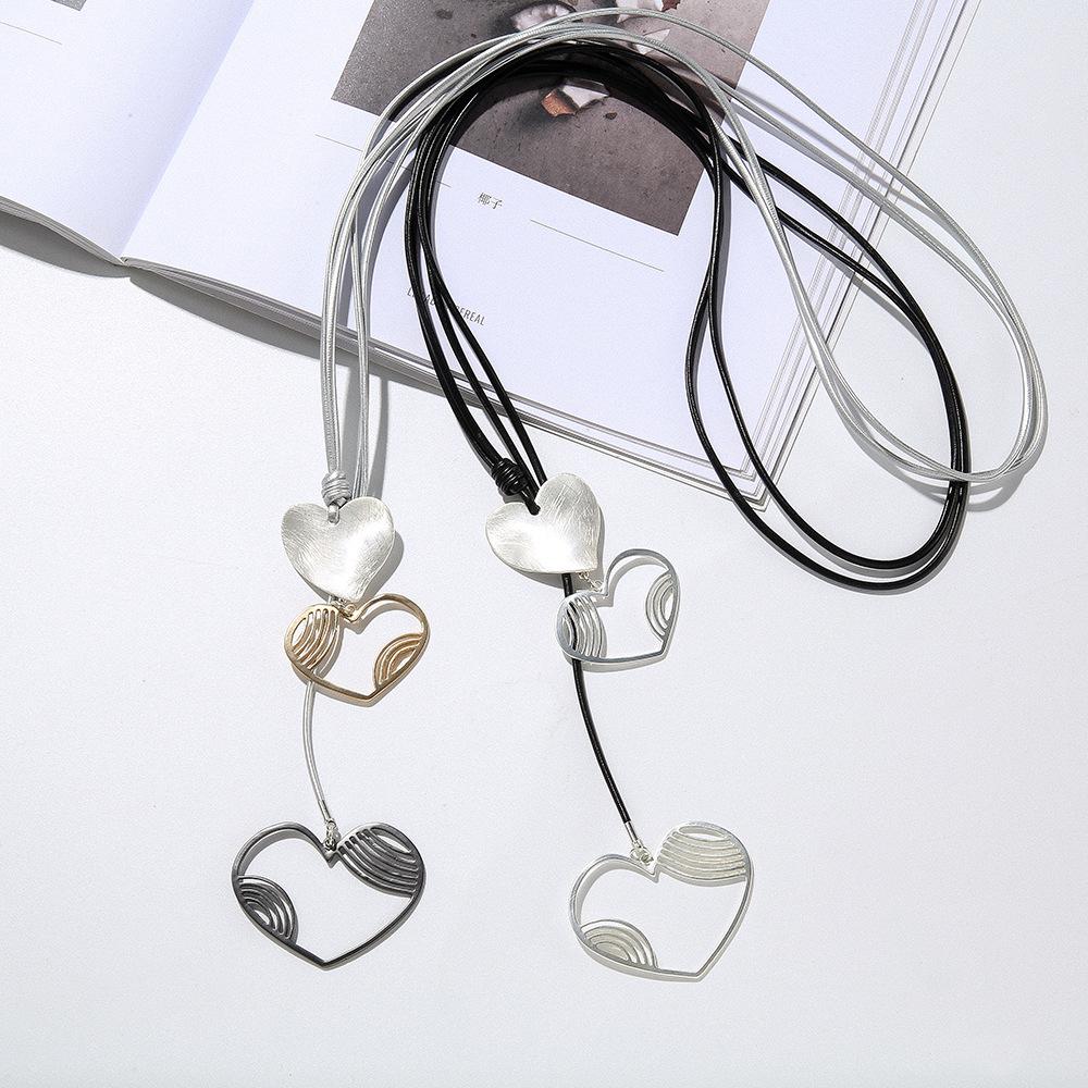 Atmospheric Simple Heart-Shaped Fringed Fashion Women'S High-End Pendant Long Sweater Chain