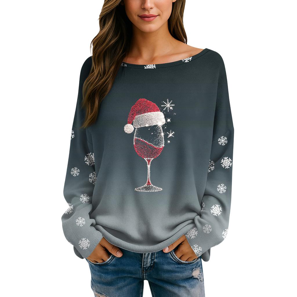 Womens Fall Sweaters Long Sleeve Print Tops Pullover Sweaters Loose Dressy Casual Basic Clothes