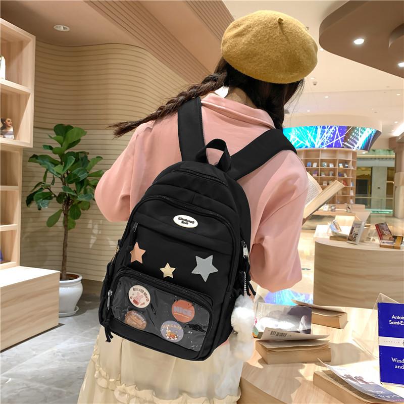Small Fresh Badge Student Schoolbag Spring New Literary and Artistic Large-capacity Junior High School Student Backpack