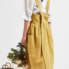 Green Cozy Kitchen Apron Korean Style Cotton Apron Soft with Adjustable Aprons for Women with Pockets Cooking Kitchen Baking