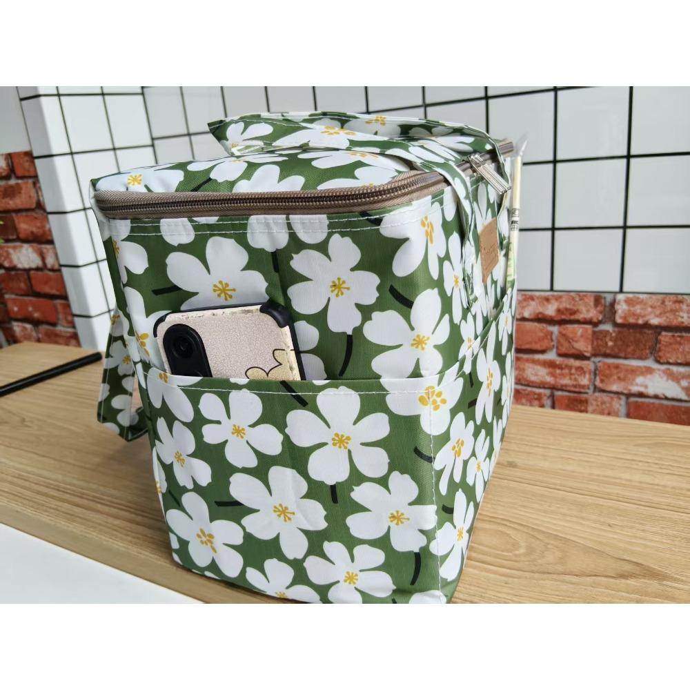Oxford 4 Pockets Cooler Bag, Portable Handheld Insulated Lunch Bag, Outdoor Picnic Thermal Food Carrier