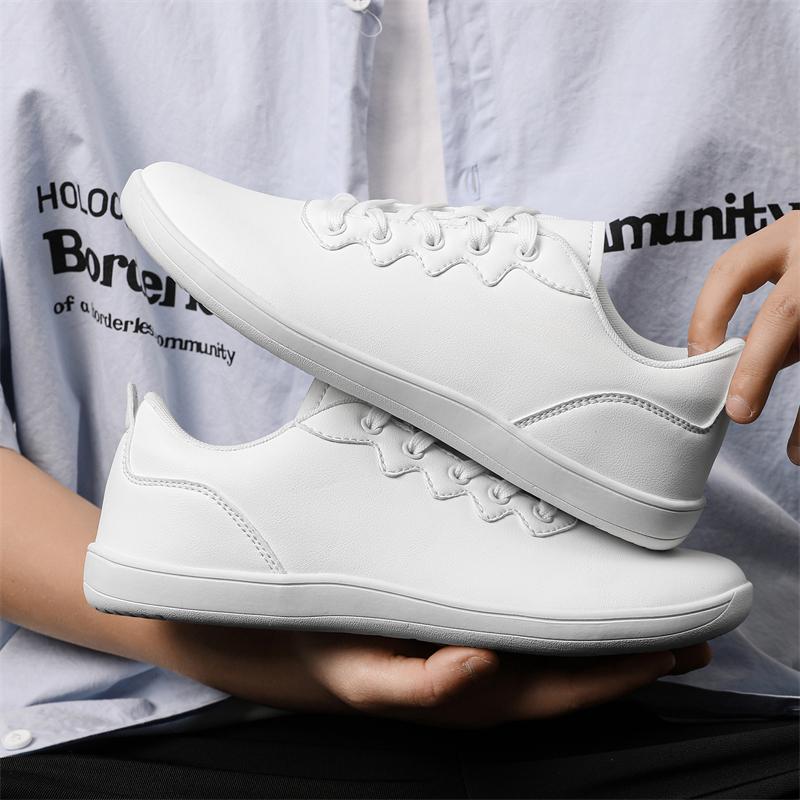 Wide Toe Walking Flats Fashion Business Casual Shoes Waterproof PU Leather Gym Fitness Sneakers