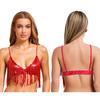 No-pad Wireless Bralette Bra Womens S-3XL - Shiny Sequin Tassel Top with Swing Fringe for Belly Dance Disco