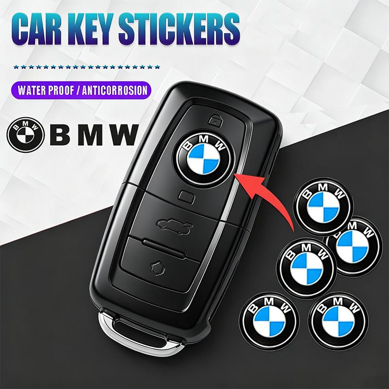 BBIG5 2/5/10Pcs Car Badge Emblem Sticker Auto Control Key Logo Accessories For BMW X1 X2 X3 X5 X4 X6 X7 iX3 F20 F10 F07 E70 E46 E90 E9