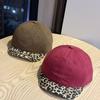 Korean Style Leopard Print Splicing Ultra-short Brim Baseball Cap for Men and Women New Couple Style Fashion Simple Casual Versatile Peaked Cap